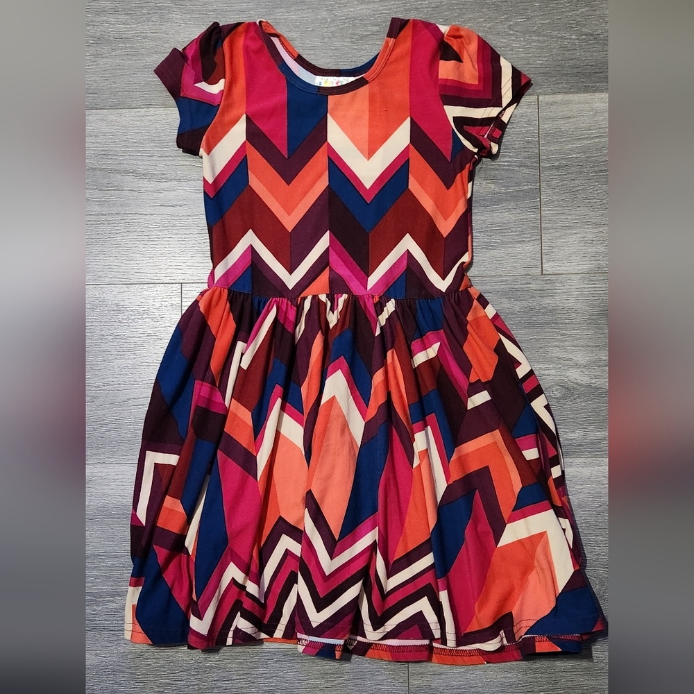 Dot Dot Smile Colorful Chevron Kids Dress